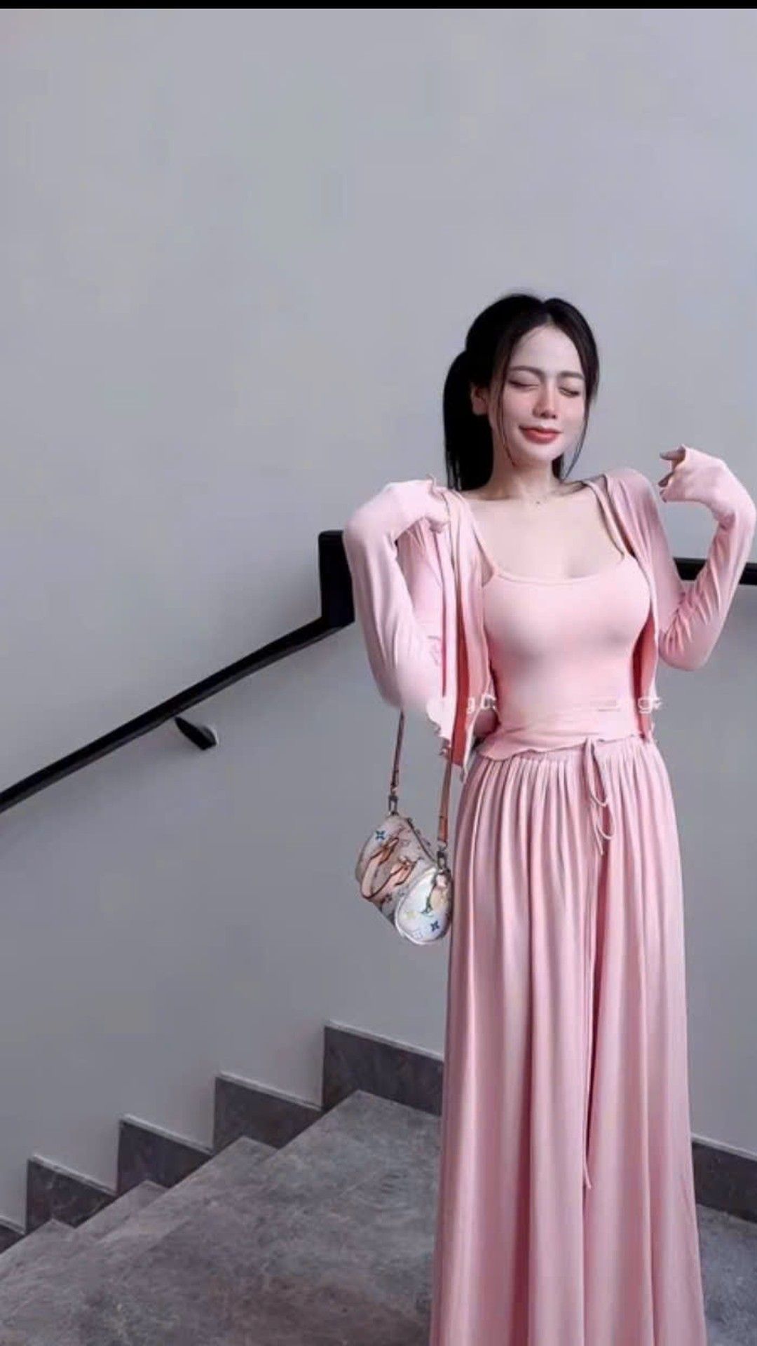 Set 3 Món Cardigan + Áo 2 Dây + Quần Ống Rộng — Chất Cotton HCOM79558 - ảnh 1